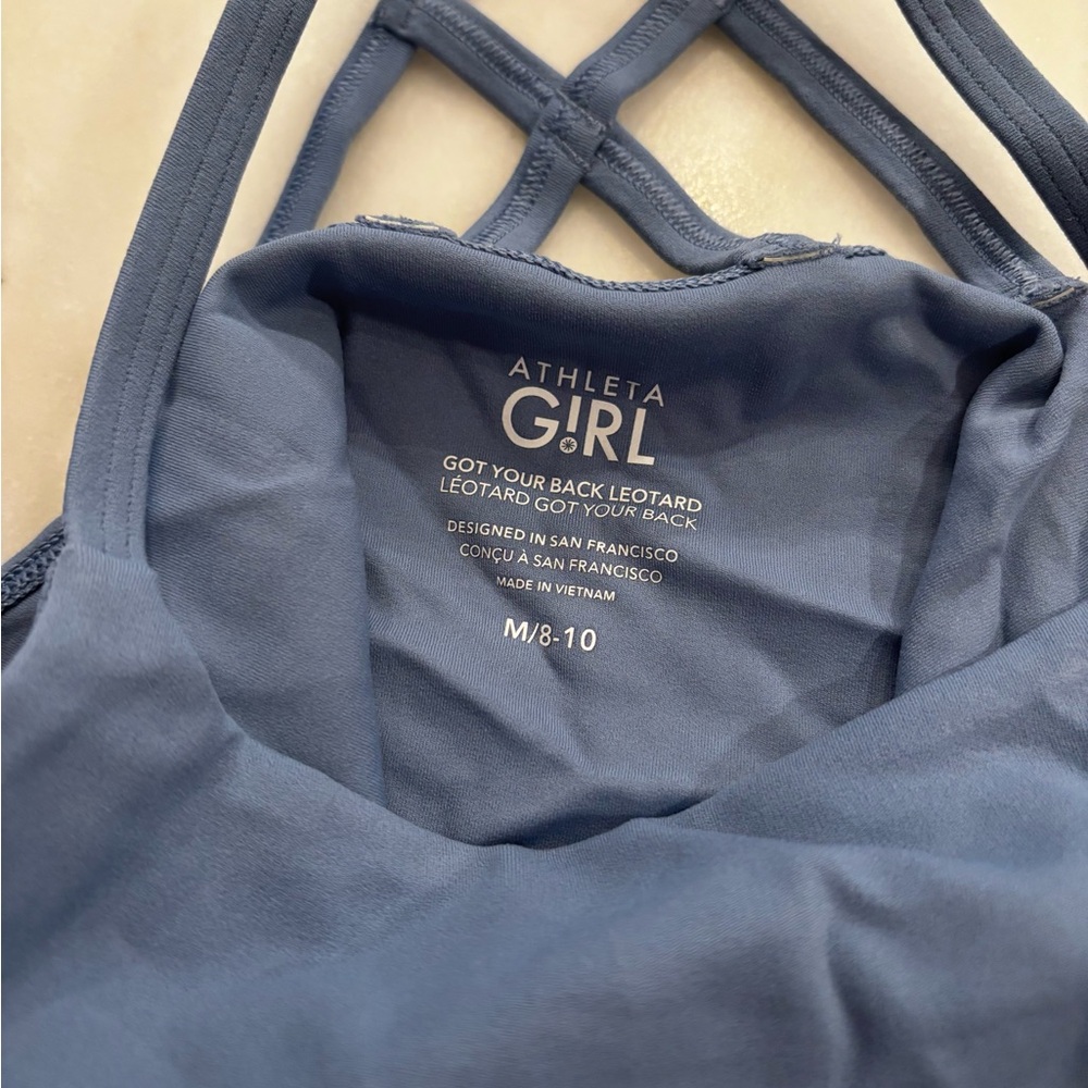 Athleta Girl Got Your Back Leotard in cottage blue M/8-10 NWOT - Picture 6 of 6
